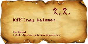 Kálnay Kelemen névjegykártya